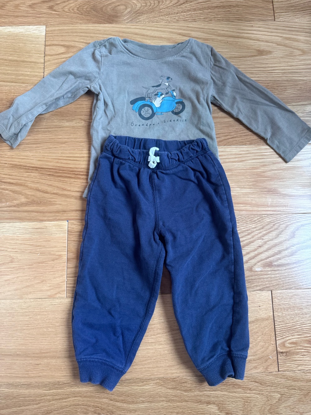 Carters Grey Onesie “Grandpas Sidekick” and Navy Blue Sweatpants